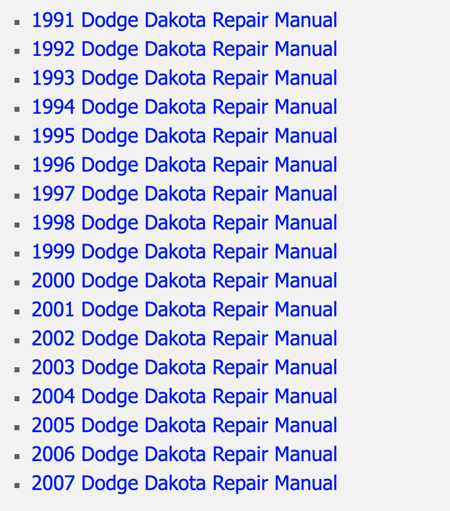 Dodge Dakota Online Factory Service Manual