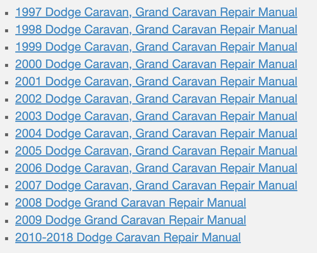 Download Dodge Caravan, Grand Caravan Service Manual Pdf